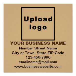 Business Brand on Light Brown Square Glossy Poster