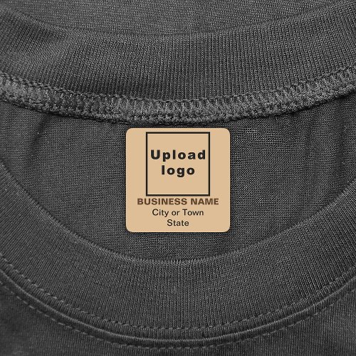 Business Brand on Light Brown Square Iron On Label