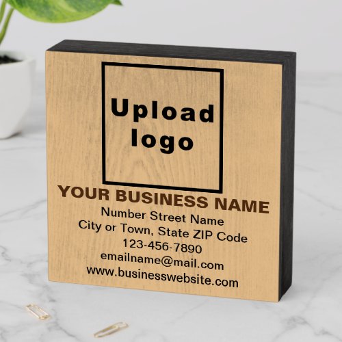 Business Brand on Light Brown Square Wood Box Sign