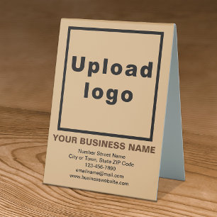 Business Brand on Light Brown Table Sign