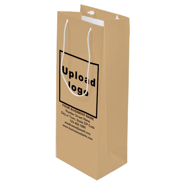 Business Brand on Light Brown Wine Gift Bag (Front Angled)