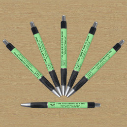 Business Brand on Light Green Barrel of Pen