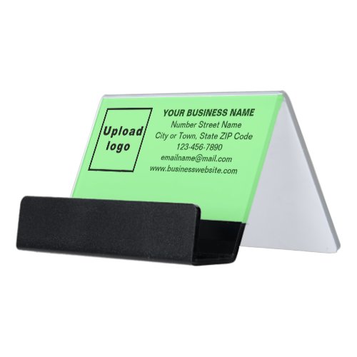 Business Brand on Light Green Business Card Holder
