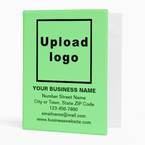 Business Brand on Light Green Cover of Mini Binder