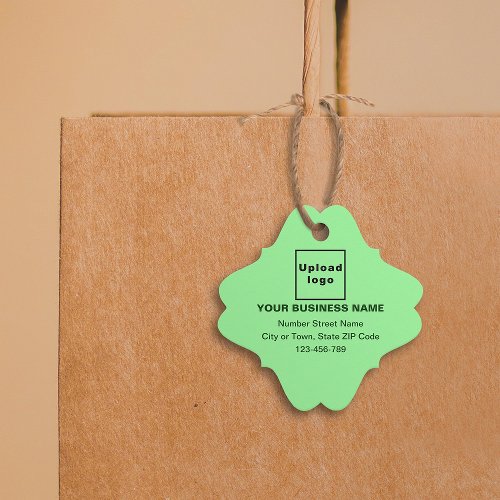 Business Brand on Light Green Fancy Square Tag