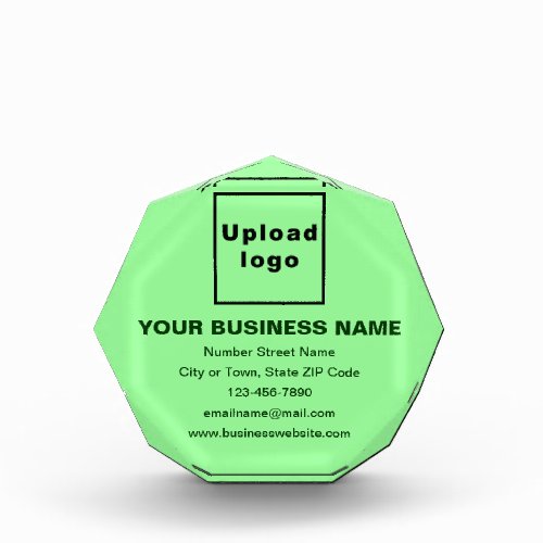 Business Brand on Light Green Octagon Shape Photo Block