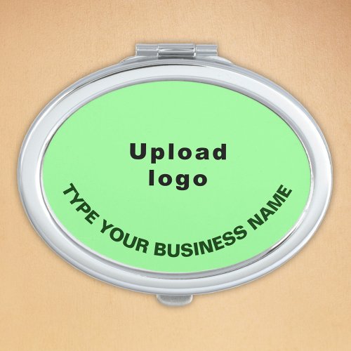 Business Brand on Light Green Oval Compact Mirror