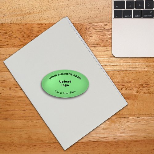 Business Brand on Light Green Oval Shape Paperweight