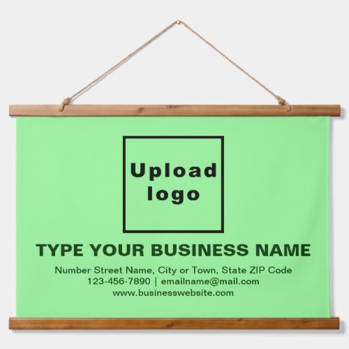 Business Brand on Light Green Rectangle Hanging Tapestry