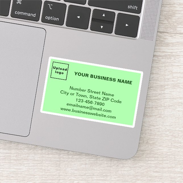 Business Brand on Light Green Rectangle Vinyl Sticker (Detail)