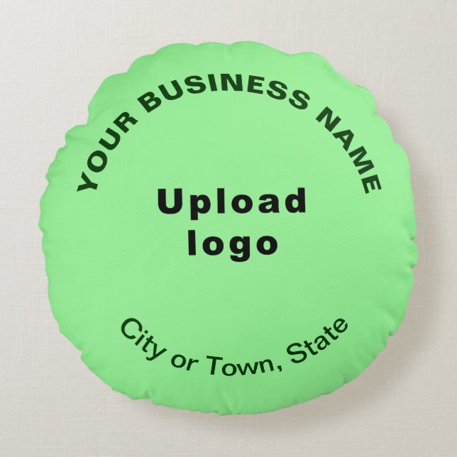 Business Brand on Light Green Round Throw Pillow (Front)