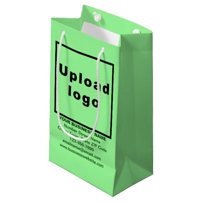 Business Brand on Light Green Small Size Gift Bag (Front Angled)