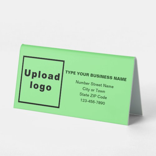 Business Brand on Light Green Small Table Sign