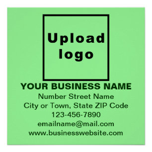Business Brand on Light Green Square Glossy Poster