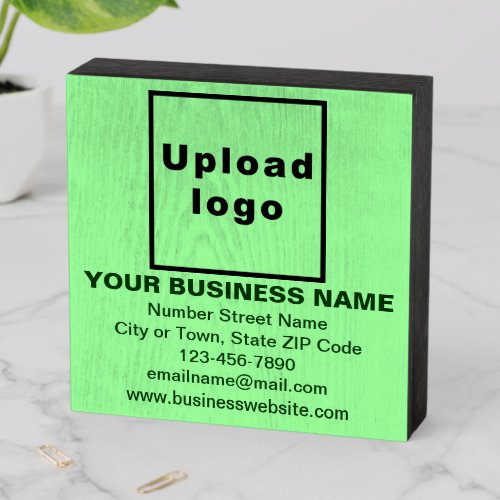 Business Brand on Light Green Square Wood Box Sign