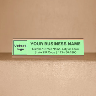 Business Brand on Light Green Standard Desk Name Plate