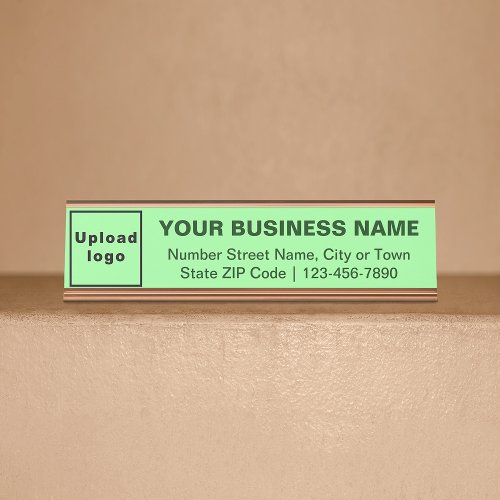 Business Brand on Light Green Standard Desk Name Plate