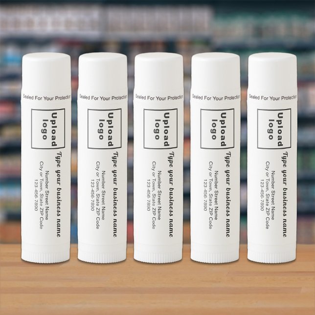 Business Brand on Lip Balm (Lip balm with your business brand displayed in a store.)