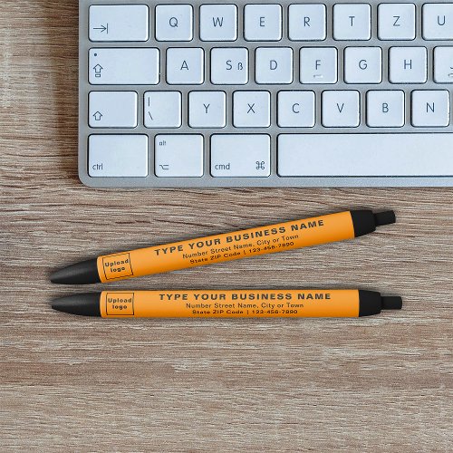 Business Brand on Orange Barrel of Ink Pen