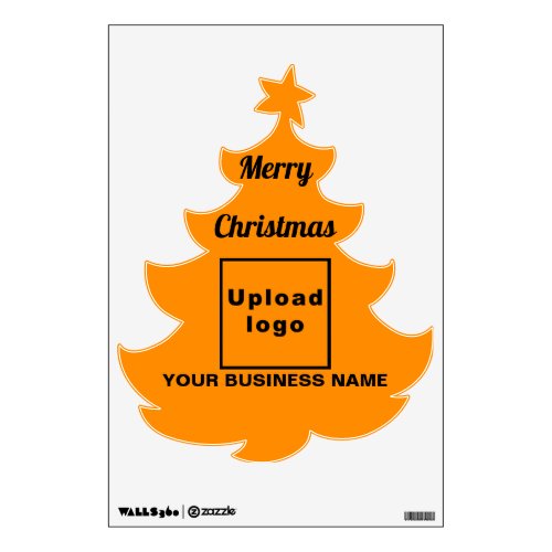 Business Brand on Orange Color Christmas Tree Wall Decal