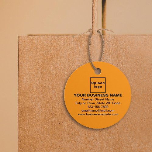 Business Brand on Orange Color Circle Tag