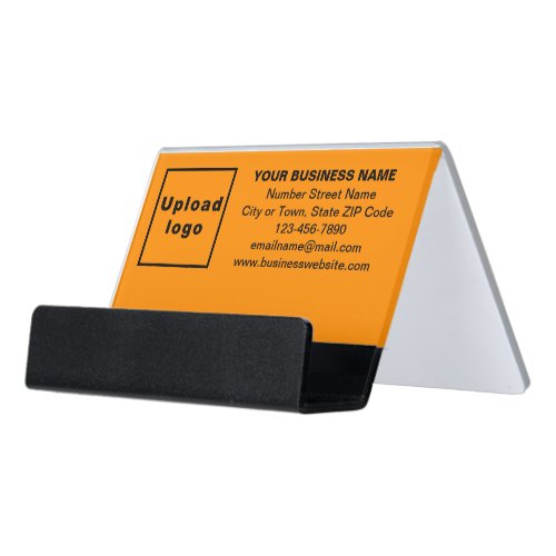 Business Brand on Orange Color Desk Business Card Holder