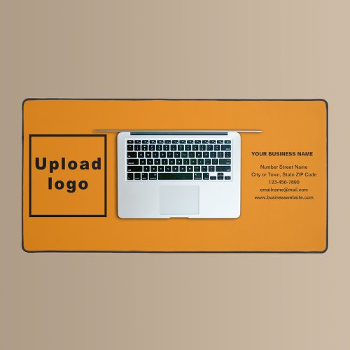 Business Brand on Orange Color Desk Mat