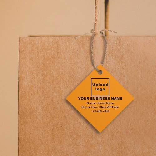 Business Brand on Orange Color Diamond Shape Tag