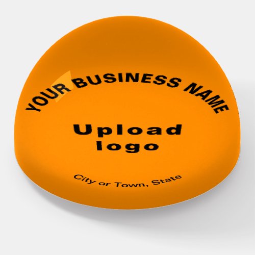 Business Brand on Orange Color Dome Style Paperweight