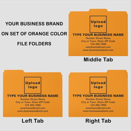 Business Brand on Orange Color File Folders