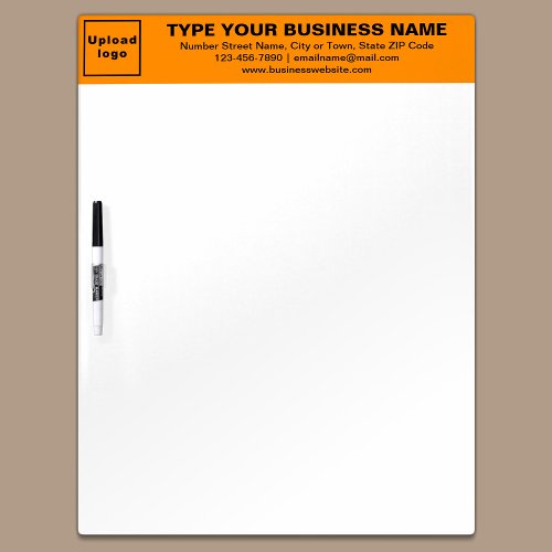 Business Brand on Orange Color Header of Dry Erase Board