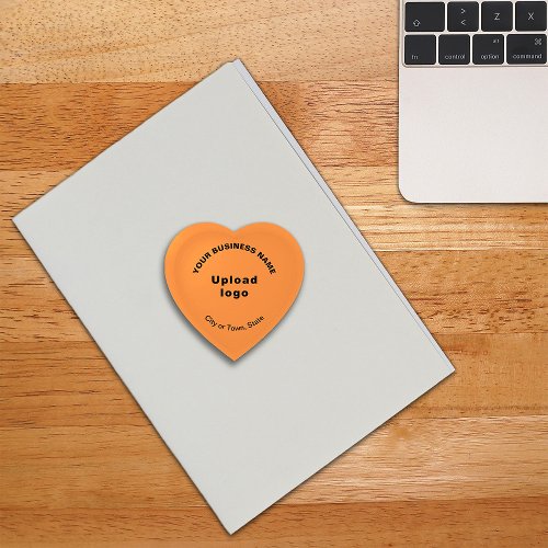 Business Brand on Orange Color Heart Shape Paperweight