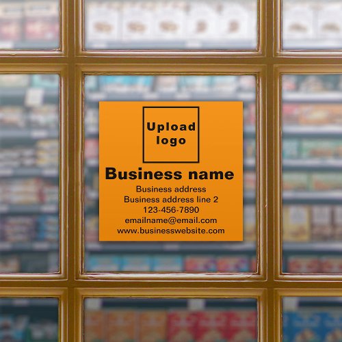 Business Brand on Orange Color Large Square Vinyl Sticker
