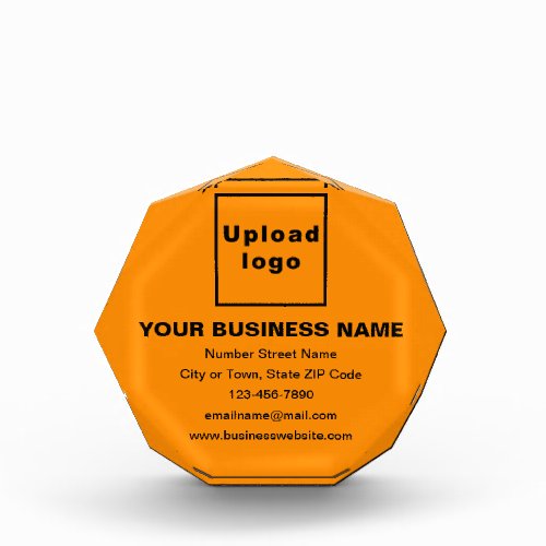 Business Brand on Orange Color Octagon Shape Photo Block