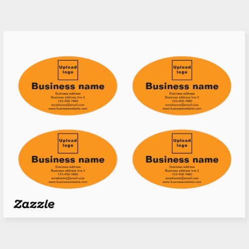 Business Brand on Orange Color Oval Shape Sticker