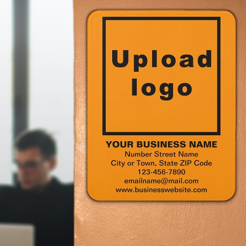Business Brand on Orange Color Portrait Rectangle Door Sign