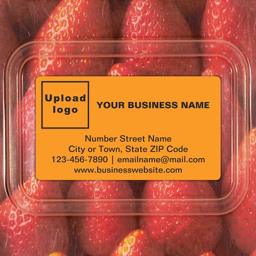 Business Brand on Orange Color Rectangle Adhesive Labels