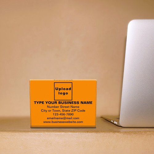 Business Brand on Orange Color Rectangle Photo Block
