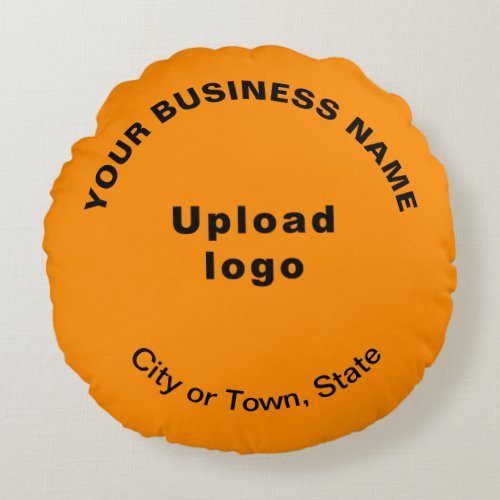 Business Brand on Orange Color Round Throw Pillow