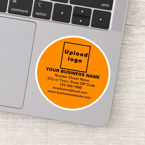 Business Brand on Orange Color Round Vinyl Sticker