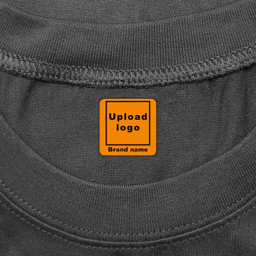 Business Brand on Orange Color Square Clothing Labels