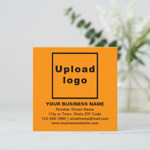 Business Brand on Orange Color Square Flat Note Card
