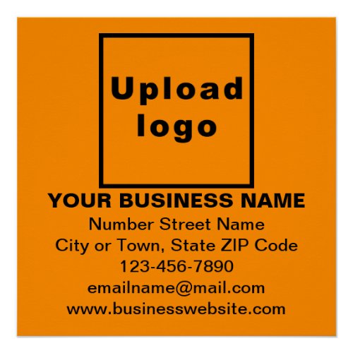 Business Brand on Orange Color Square Glossy Poster