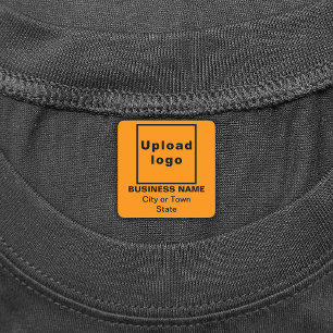 Business Brand on Orange Color Square Iron On Labels
