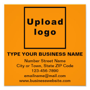 Business Brand on Orange Color Square Photo Print