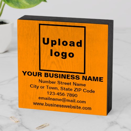 Business Brand on Orange Color Square Wooden Box Sign
