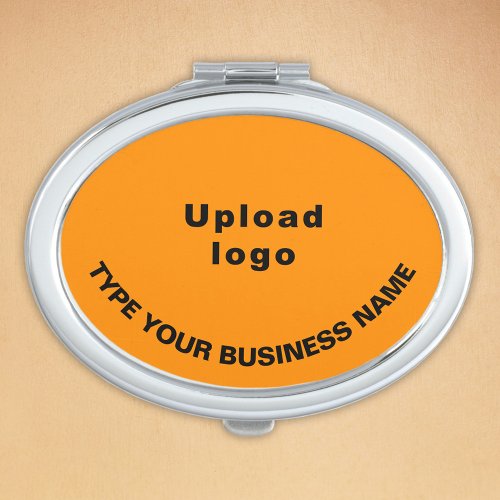 Business Brand on Orange Oval Compact Mirror