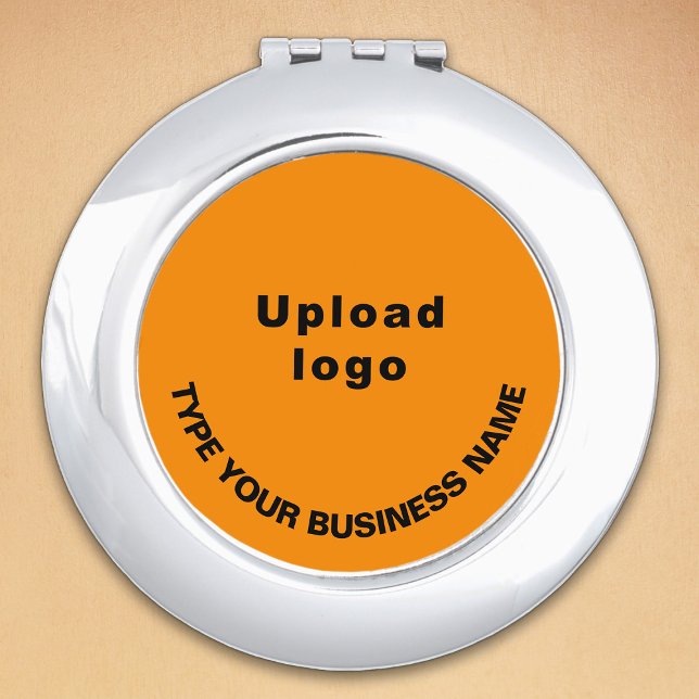Business Brand on Orange Round Compact Mirror (Creator Uploaded)