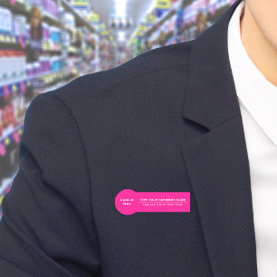 Business Brand on Pink Badge Shape Name Tag
