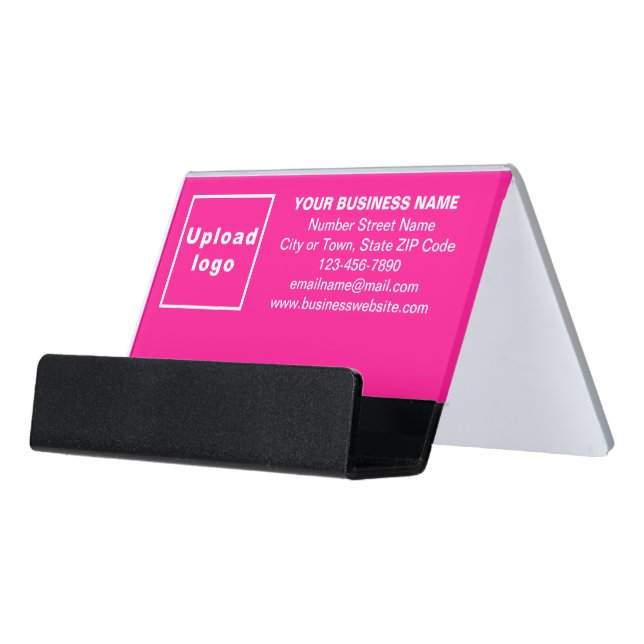 Business Brand on Pink Business Card Holder (Angled Front)